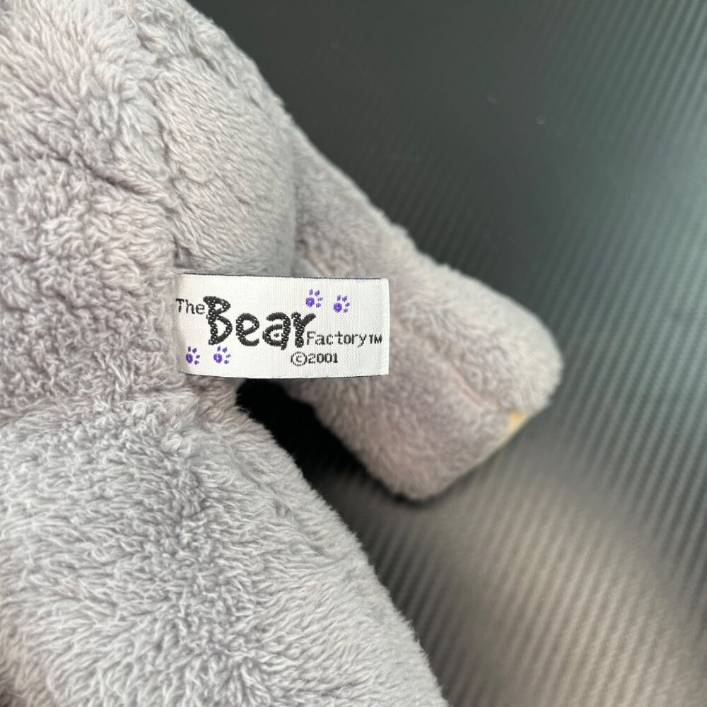 2001 The Bear Factory Gray Plush Elephant Toy With T-Shirt Stuffed Animal - Picture 7 of 11